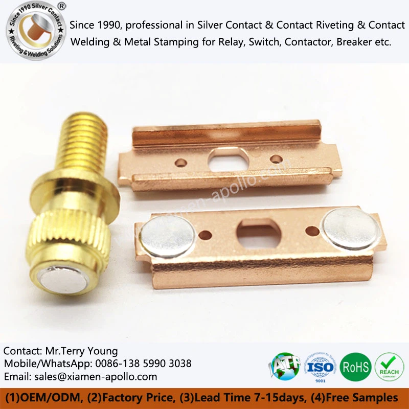 Bạc tiếp xúc hàn với tấm đồng và bu lông đồng thau